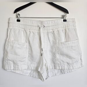 Athleta Cabo 100% Linen Short White Pockets Casual Sz 16